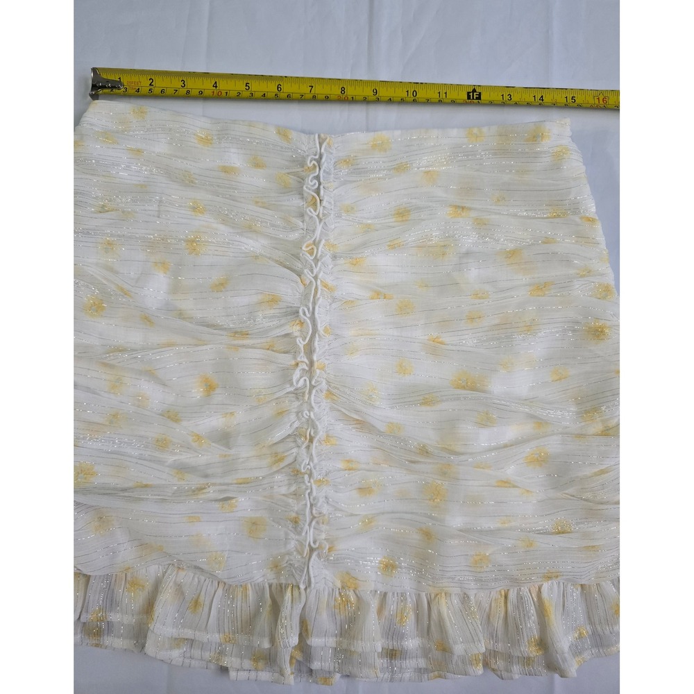 Forever 21 Floral Mini Skirt Lot of 2 Ruched Ruffle White Yellow Blue Large NWT - Picture 8 of 16